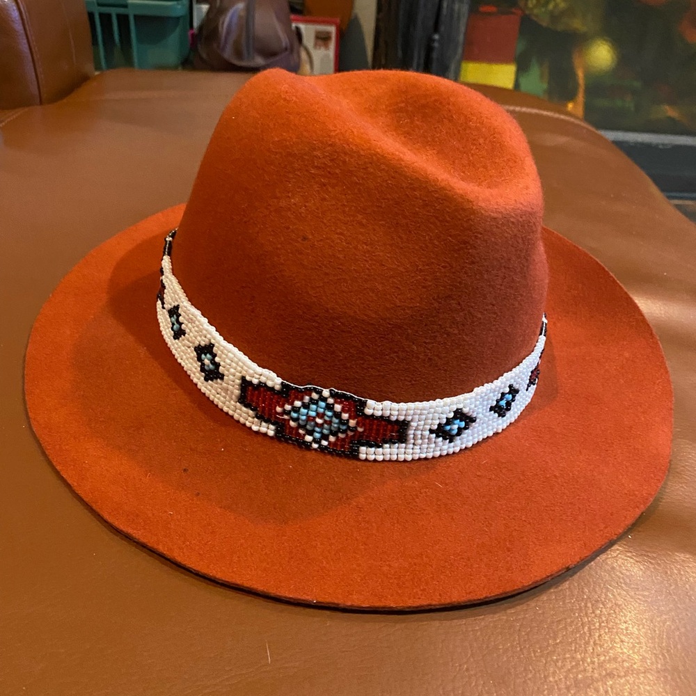 Lovely Bird Red Fedora with Beaded Band